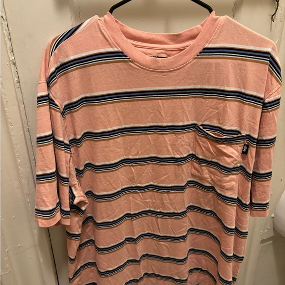 Striped Stussy T-Shirt XL Work Once - Picture 2 of 2